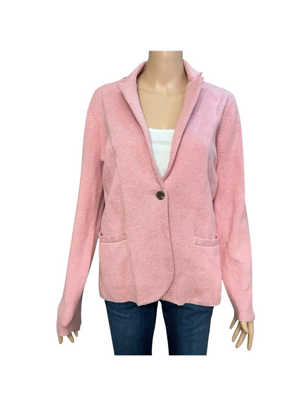 J Crew Schoolboy Sweater Blazer Cardigan Small Pink Single Button Preppy Classic